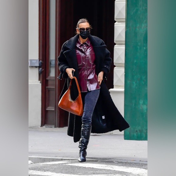 ▪️NWT Mango Patent finish overshirt with chest pockets - Picture 2 of 9